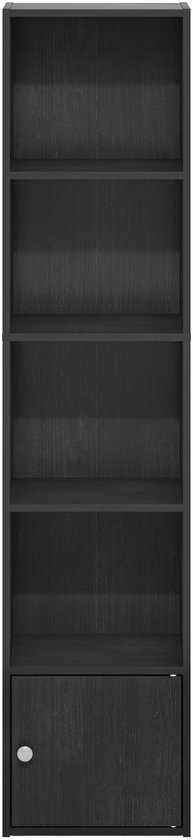 Ibenzoa® Elegant zwart houten boekenrek met vijf planken en opbergkast
