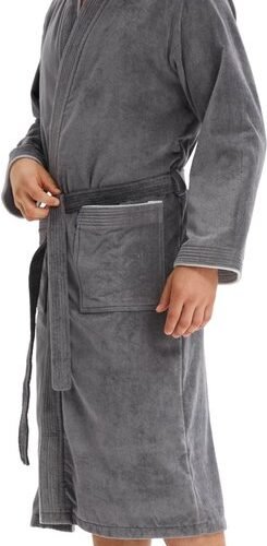 Ibenzoa® Luxe katoenen herenbadjas met velours afwerking en handige zakken