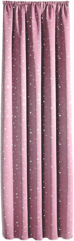 Ibenzoa® Roze verduisteringsgordijn met zilveren sterren voor kinderkamer