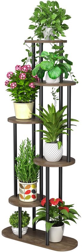 Ibenzoa® Zwarte metalen plantenstandaard met zes niveaus voor binnen en buiten