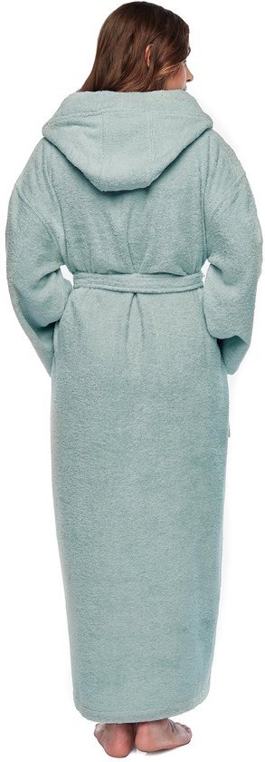Ibenzoa® Comfortabele katoenen badjas met capuchon voor dames in twee lengtes