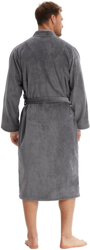 Ibenzoa® Luxe katoenen herenbadjas met velours afwerking en handige zakken