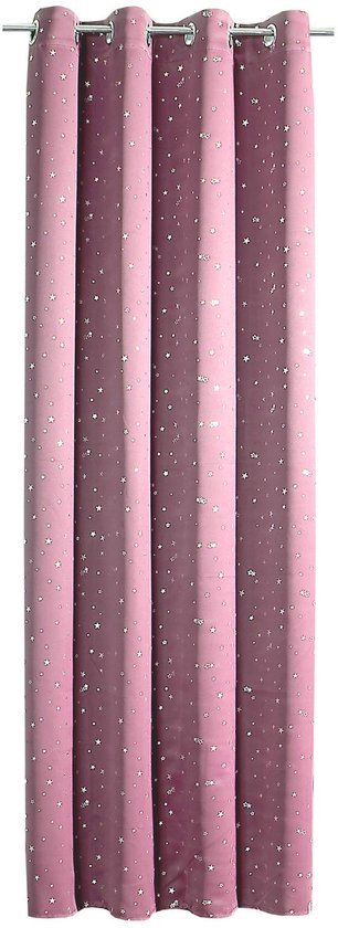 Ibenzoa® Roze verduisteringsgordijn met zilveren sterren voor kinderkamer