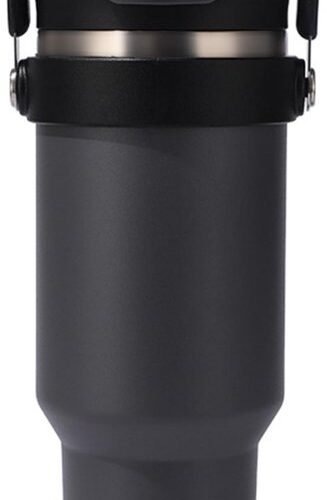 Ibenzoa® Handige roestvrijstalen thermosbeker met rietje en handvat, ideaal voor onderweg