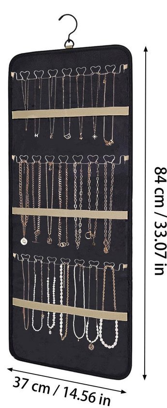 Ibenzoa® Dubbelzijdige hangende sieradenopberger met 39 vakken en metalen haken Ibenzoa® Dubbelzijdige hangende sieradenopberger met 39 vakken en metalen haken