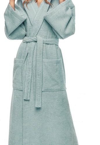 Ibenzoa® Comfortabele katoenen badjas met capuchon voor dames in twee lengtes