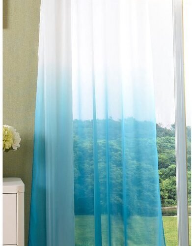 Ibenzoa® Transparant Gordijn met Kleurverloop van Voile Stof en Ogen voor Bevestiging