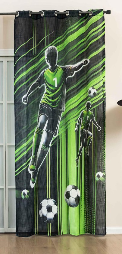 Ibenzoa® Moderne halftransparante gordijn met linnenlook en voetbalthema