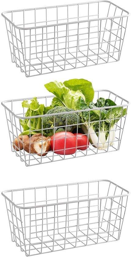 Ibenzoa® Set van drie metalen draadmanden voor veelzijdige opbergruimte in huis