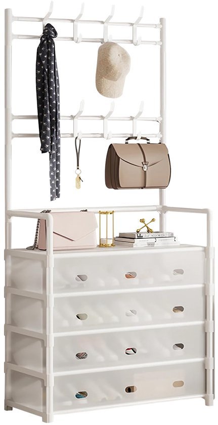 Ibenzoa® Ruim kledingrek met hoedenhaken en schoenenrekken voor diverse opbergruimtes Ibenzoa® Ruim kledingrek met hoedenhaken en schoenenrekken voor diverse opbergruimtes