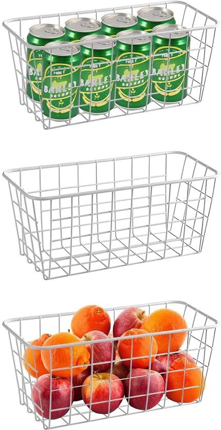 Ibenzoa® Set van drie metalen draadmanden voor veelzijdige opbergruimte in huis