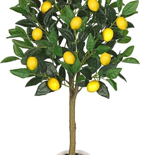 Unyqoos® Natuurgetrouwe kunst citroenboom als decoratie voor huis en kantoor, groente, 90 cm