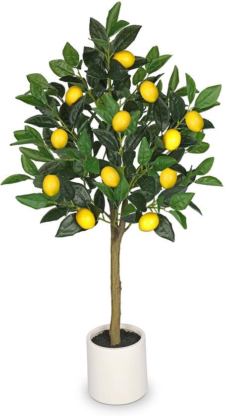 Unyqoos® Natuurgetrouwe kunst citroenboom als decoratie voor huis en kantoor, groente, 90 cm