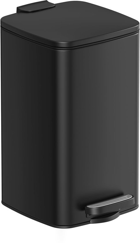 Ibenzoa® Compacte badkamerafvalemmer met softclose deksel en voetpedaal