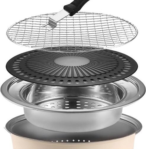 Ibenzoa® Draagbare houtskoolbarbecue met roestvrijstalen ontwerp en antiaanbaklaag