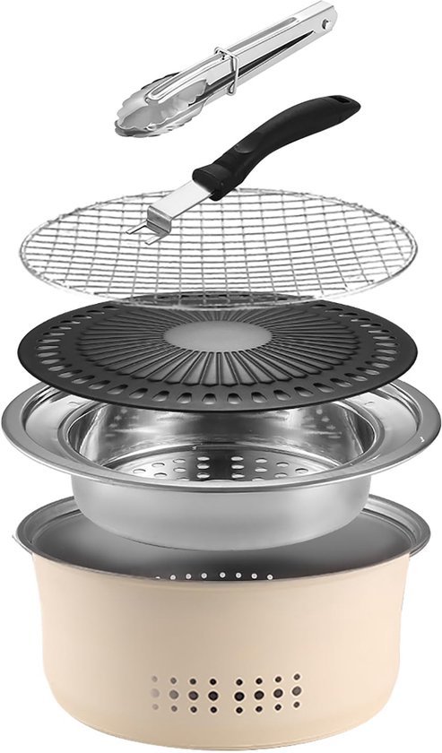 Ibenzoa® Draagbare houtskoolbarbecue met roestvrijstalen ontwerp en antiaanbaklaag Ibenzoa® Draagbare houtskoolbarbecue met roestvrijstalen ontwerp en antiaanbaklaag