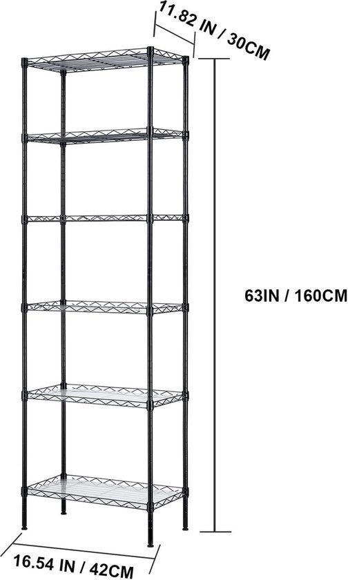 Unyqoos® Metalen opbergrek met zes niveaus voor keuken, badkamer en meer