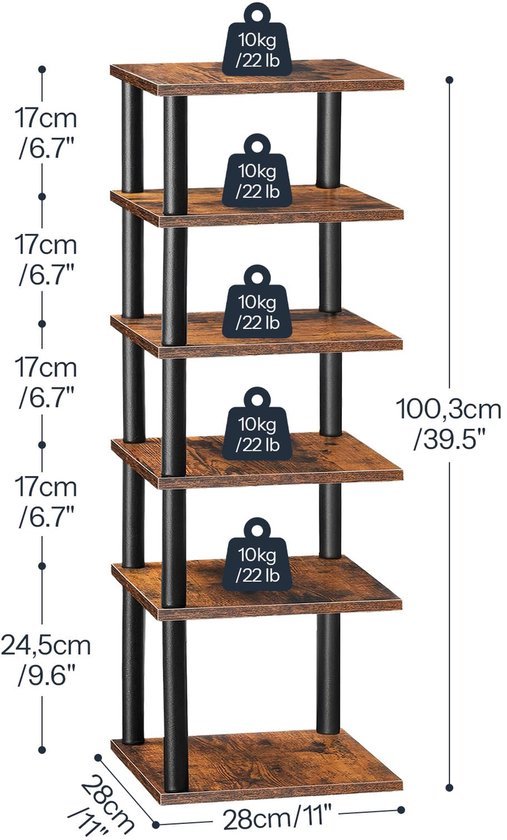 Unyqoos® Ruimtebesparend 6-laags hoekig schoenenrek voor hal en slaapkamer