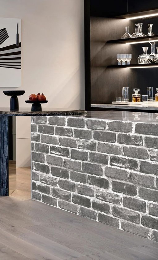 Ibenzoa® Eenvoudig aan te brengen grijs 3D-baksteenbehang voor sfeervolle muren