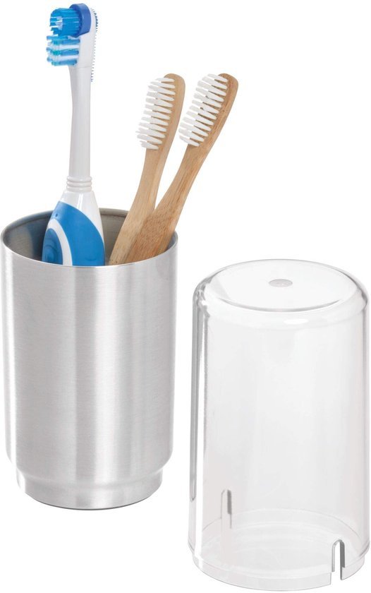 Ibenzoa® Ruimtebesparende tandenborstelhouder met deksel voor hygiënische opslag