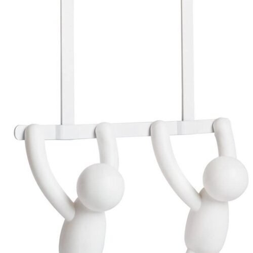 Ibenzoa® Witte deurkapstok met dubbele haken en speels design voor extra opbergruimte