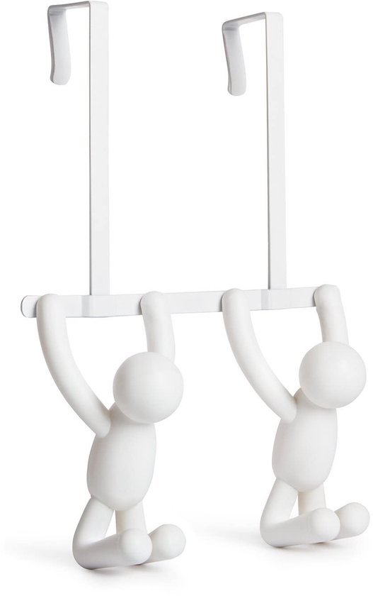 Ibenzoa® Witte deurkapstok met dubbele haken en speels design voor extra opbergruimte