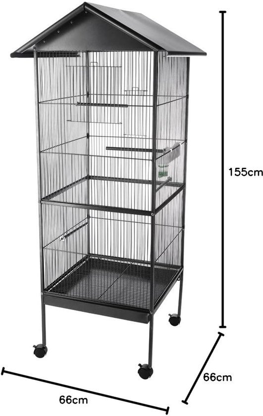 Ibenzoa® Ruime en stabiele volière voor kleine vogels met handige accessoires