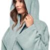 Ibenzoa® Comfortabele katoenen badjas met capuchon voor dames in twee lengtes