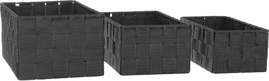 Ibenzoa® Stijlvolle set van drie vierkante opbergmanden in rotanlook zonder deksel