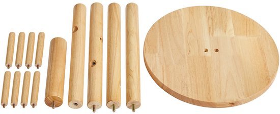 Ibenzoa® Vrijstaande houten kapstok met ronde voet en acht haken in natuurlijke kleur