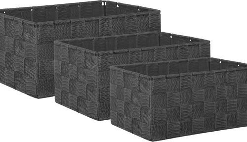 Ibenzoa® Stijlvolle set van drie vierkante opbergmanden in rotanlook zonder deksel