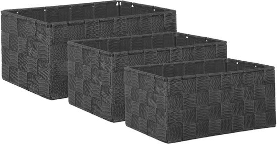 Ibenzoa® Stijlvolle set van drie vierkante opbergmanden in rotanlook zonder deksel
