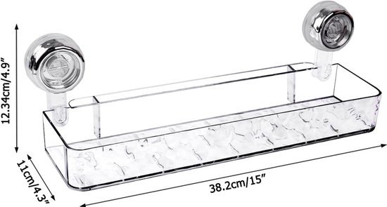 Unyqoos® Transparante wandplank met zuignappen en afvoergaten voor badkamergebruik