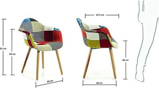 Ibenzoa® Set van 2 Scandinavische Patchwork Fauteuils voor Woonkamer en Slaapkamer Ibenzoa® Set van 2 Scandinavische Patchwork Fauteuils voor Woonkamer en Slaapkamer