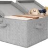 Ibenzoa® Grijze stoffen opbergdozen met deksel voor veelzijdige opslag en organisatie