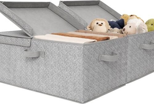 Ibenzoa® Grijze stoffen opbergdozen met deksel voor veelzijdige opslag en organisatie