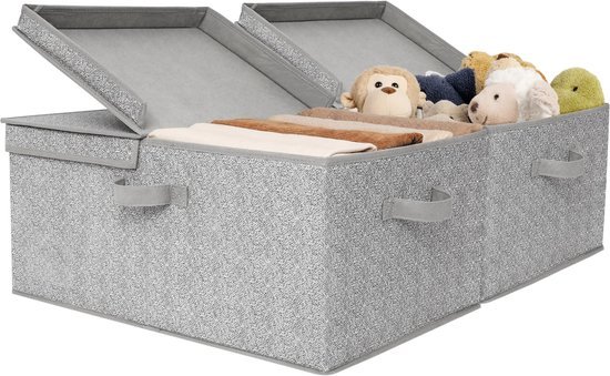 Ibenzoa® Grijze stoffen opbergdozen met deksel voor veelzijdige opslag en organisatie