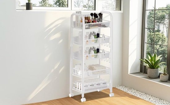 Ibenzoa® Robuuste multifunctionele serveerwagen met vier etages en wieltjes voor diverse ruimtes