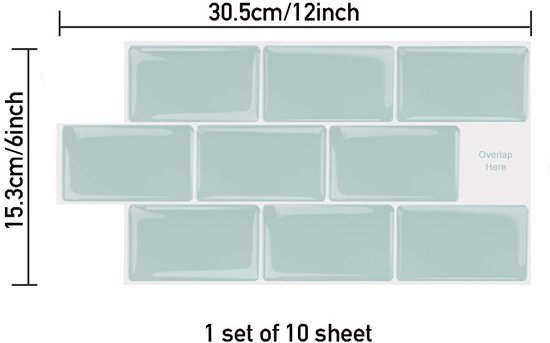 Ibenzoa® Waterdichte 3D-wandtegelstickers voor keuken en badkamer, set van 10