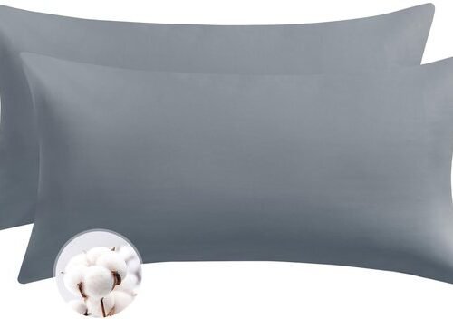 Unyqoos® Set van 2 ademende katoenen kussenslopen met ritssluiting in grijstint