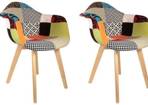 Ibenzoa® Set van 2 Scandinavische Patchwork Fauteuils voor Woonkamer en Slaapkamer