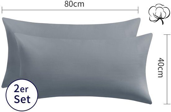 Unyqoos® Set van 2 ademende katoenen kussenslopen met ritssluiting in grijstint