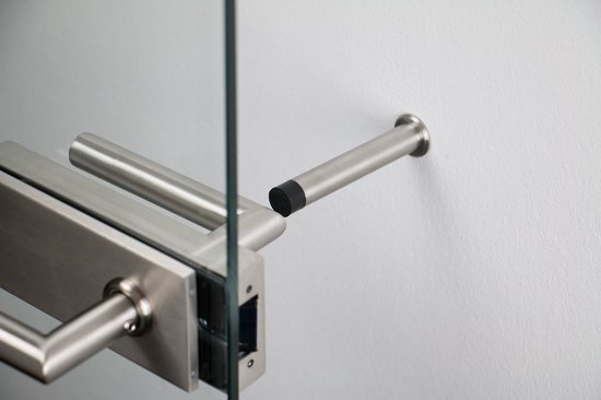 Unyqoos® Roestvrijstalen wanddeurstopper met rubberen buffer en bevestigingsmateriaal