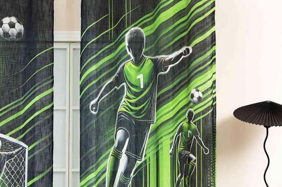 Ibenzoa® Moderne halftransparante gordijn met linnenlook en voetbalthema