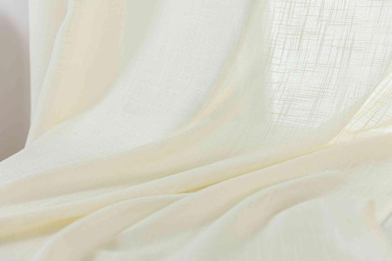 Ibenzoa® Elegante crème gordijn met linnenstructuur en lichtdoorlatendheid