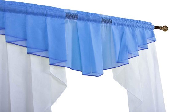 Ibenzoa® Elegant kort blauw vitrage gordijn met M-boogontwerp voor veelzijdig gebruik