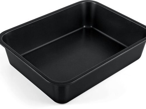 Ibenzoa® Rechthoekige roestvrijstalen ovenschaal met antiaanbaklaag voor lasagne en meer