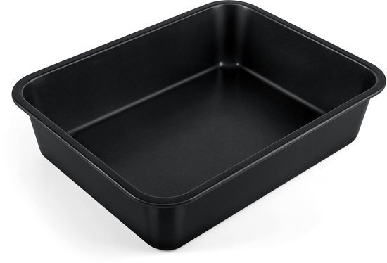 Ibenzoa® Rechthoekige roestvrijstalen ovenschaal met antiaanbaklaag voor lasagne en meer