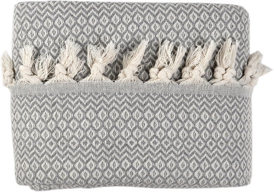 Ibenzoa® Comfortabele katoenen deken voor eenpersoonsbed en bank in grijstinten