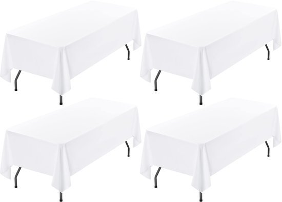 Ibenzoa® Set van vier elegante witte tafelkleden voor diverse gelegenheden